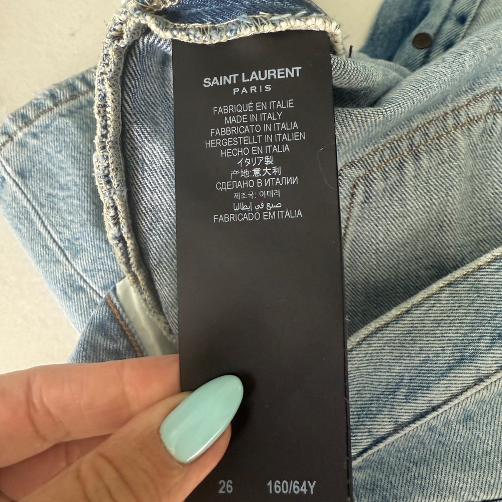 Saint Laurent Women's Light Blue Straight Leg Jeans - Picture 4 of 10